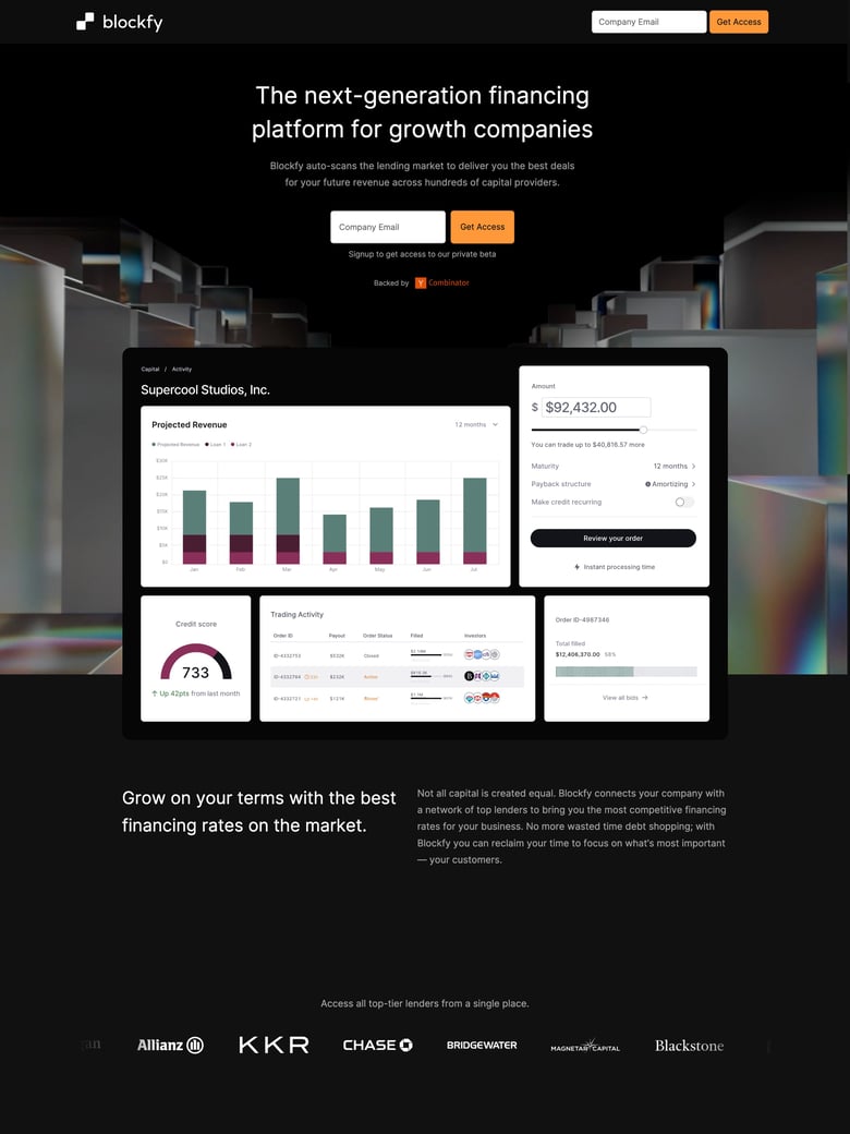 Landing page preview built with Blox for Blockfy
