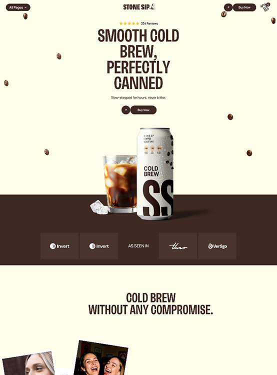 Landing page preview built with Blox for Stone Sip