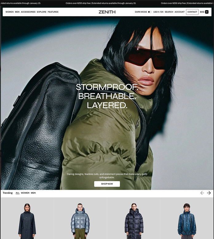 Landing page preview built with Blox for Zenith